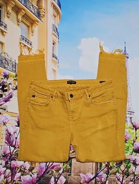 Dear John Golden Yellow Women's Skinny Raw Hem Jeans Joyrich Size 29